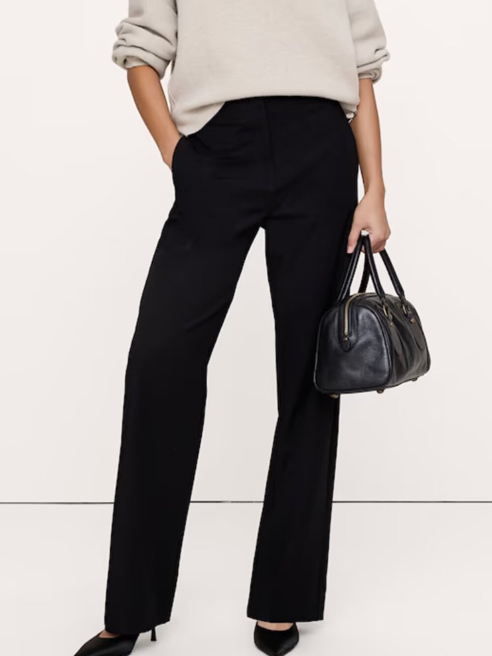 NWT Banana Republic Black Modern Straight High-Rise City Pants 4R
